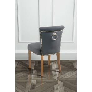 Positano Dining Chair with Back Ring - Smoke - Natural legs