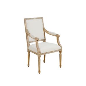 Rosselle Eiken Eetkamerstoel/Fauteuil met Rechthoekige Rugleuning in Franse Louis XVI Stijl