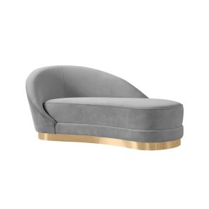 Selini Chaise Longue - Dove Grey - Brass Base