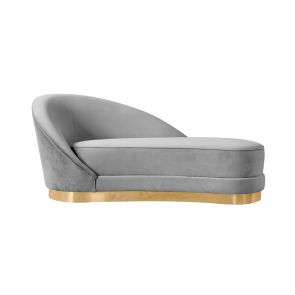 Chaise Longue Selini, gris colombe- Base en laiton