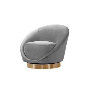 Selini Swivel Chair - Dove Grey - Brass Base