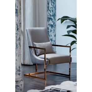 Fauteuil Vantagio gris colombe, base cuivrée