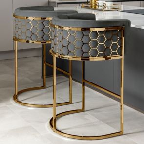 Alveare Counter Stool Brass - Smoke