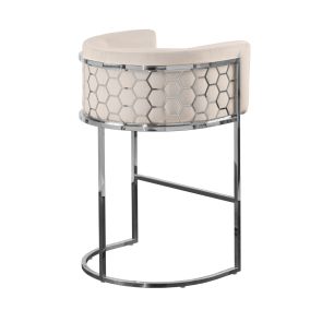 Tabouret de Comptoir argenté Alveare, craie