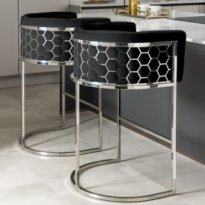 Alveare Counter Stool Silver - Black