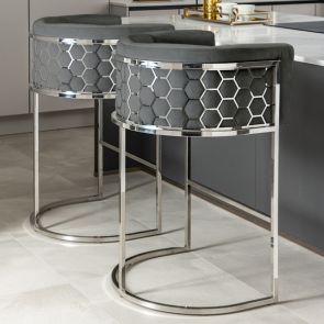 Tabouret de Comptoir argenté Alveare, gris fumé