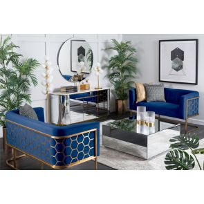 Alveare Two Seat Sofa - Brass - Blue