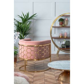 Alveare Fauteuil, base laiton - Rose