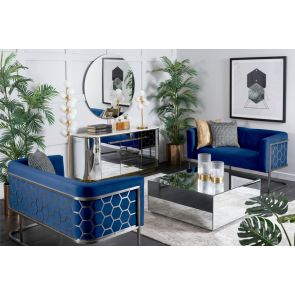 Alveare 2 Sitzer Sofa - Silber- Blau