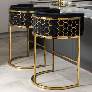 Alveare Counter Stool Brass - Black