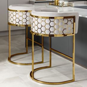 Alveare Counter Stool Brass - Chalk