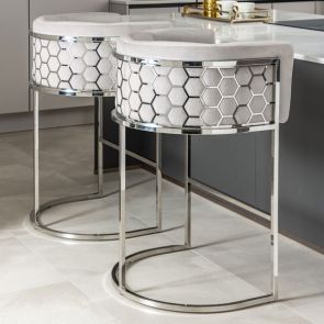 Alveare Counter Stool Silver - Chalk