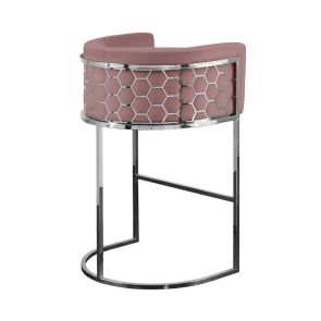 Alveare Counter Stool Silver - Blush Pink