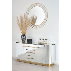 Anastasia Credenza/Buffet a specchio con dettagli in Ottone