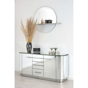 Anastasia Credenza/Buffet a specchio con dettagli in Cromo