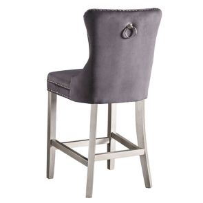 Tabouret de bar Antoinette, piétement d'étain - gris fumé