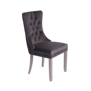 Chaise de salle à manger Antoinette, piétement d'étain - gris fumé