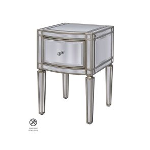 Antoinette Toughened Mirror One Drawer Bedside Table