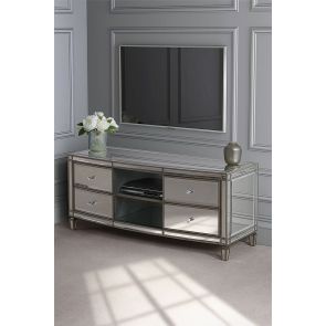 Antoinette Mueble TV de espejo de vidrio templado