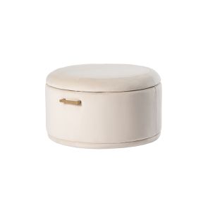 Pouf de rangement Aria - Craie - Laiton / Argent