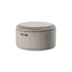 Pouf de rangement Aria - Gris tourterelle - Laiton / Argent