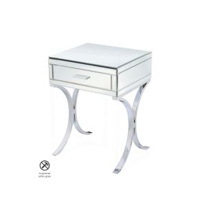 Aurelia Table de chevet en miroir et chrome