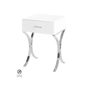 Aurelia White Glass Bedside Table