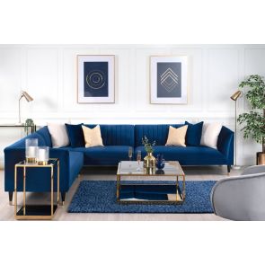 Baxter Large Left Hand Corner Sofa - Navy Blue