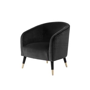 Fauteuil Bellucci-motifs circulaires-Noir-Extrémités dorées