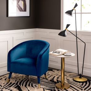 Bellucci Armchair Navy Blue - Brass Caps