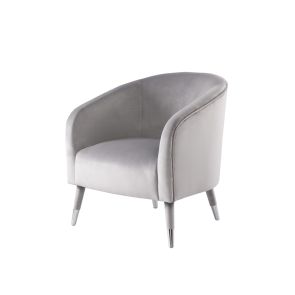 Fauteuil Bellucci-Gris colombe-Extrémités  argentées