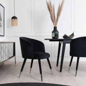 Bellucci Dining Chair - Black - Silver Caps