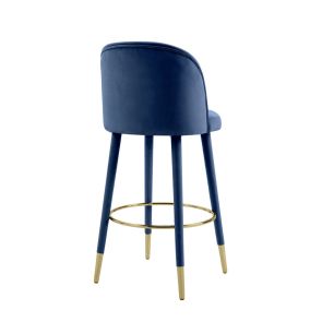 Bellucci Counter stool - Navy Blue - Brass Caps