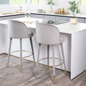 Bellucci Counter stool - Dove Grey - Brass Caps