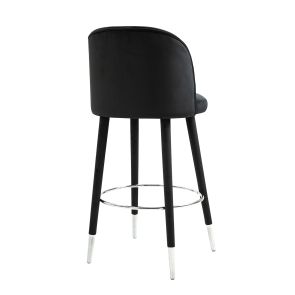 Bellucci Counter Stool - Black - Slver Caps