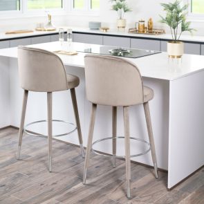 Bellucci Counter stool - Taupe - Silver Caps