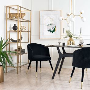 Bellucci Circles Dining Chair - Black - Brass Caps