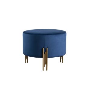 Grand tabouret Rubell bleu-noir, piétement laiton