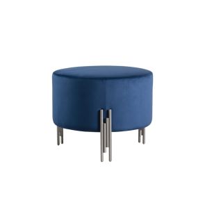 Grand tabouret Rubell bleu-noir, piétement argent