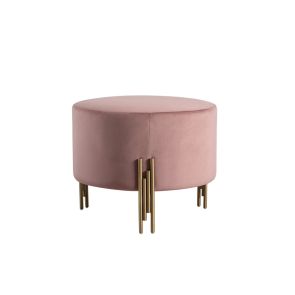 Rubell Large Stool Blush Pink Brass base