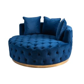 Frankfurt Loveseat  Navy Blauw - Met Messing Plint