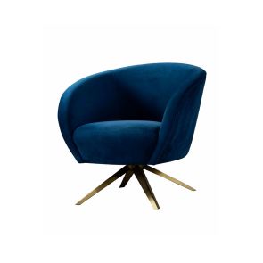 Brodie Swivel Chair - Navy Blue - Brass Legs