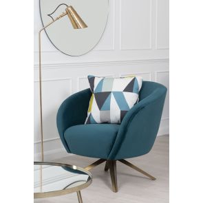 Brodie Draaifauteuil Pauw Blauw - Messing Onderstel