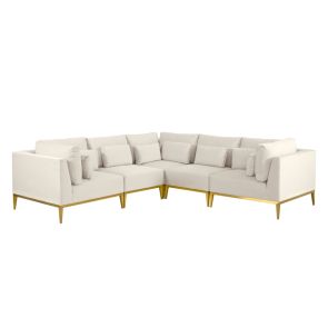 Cassie Large Corner Sofa – Chalk – Brushed Brass Base