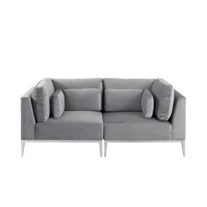 Cassie 2-Sitzer Sofa - Basis Edelstahl - Taubengrau