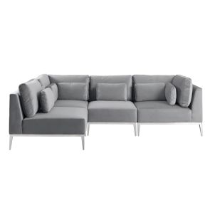 Cassie Ecksofa - Linksseitig - Taubengrau - Basis Edelstahl