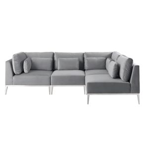 Cassie Ecksofa - Rechtsseitig - Taubengrau - Basis Edelstahl