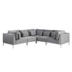 Cassie Large Corner Sofa – Dove Grey – Stainless Steel Base