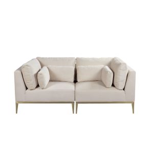 Cassie Two Seat Sofa – Chalk – Brushed Brass Base