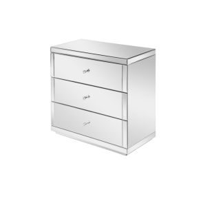 Commode basse FLAVIA en miroir, 3 tiroirs avec socle